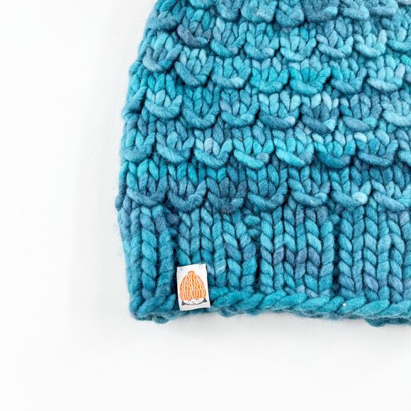 Sh*t That I Knit Merino Wool Pom Pom Beanie Hat Green - Picture 5 of 5